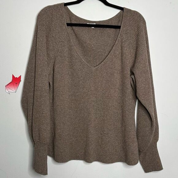 Reformation Hart Recycled Cashmere Ribbed Sweater Cocoa Plus Size 3X - Picture 4 of 9